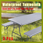 Durable Waterproof 3pcs Outdoor Patio Picnic Tablecloth Cover Set for BBQs