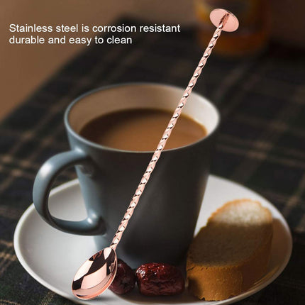 Stainless Steel Cocktail Bar Spoon Twisted Handle Mixing Stirring Muddler 27cm
