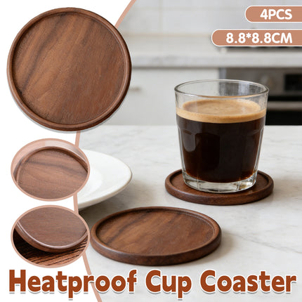 4Pcs Wooden Creative Heat Resistant Coaster Set Table Mat For Coffee Tea Desk