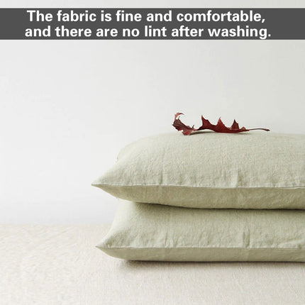 Pair of Linen Pillowcases Solid Color Envelope Style Bedding Pillow Cover Set