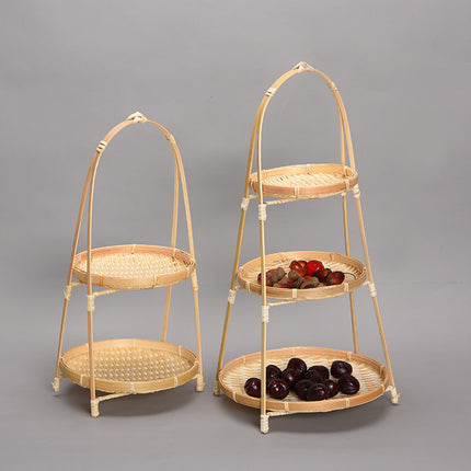 Bamboo Woven Handbasket Round Handle for Snacks Fruits Home Storage Decor
