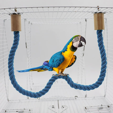 Bendable Cotton Rope Parrot Perch Bird Climbing Stand Toy Blue 3 Sizes