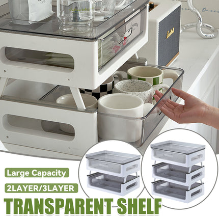 2 or 3 Tier Transparent Drawer Storage Rack for Home and Office Desk