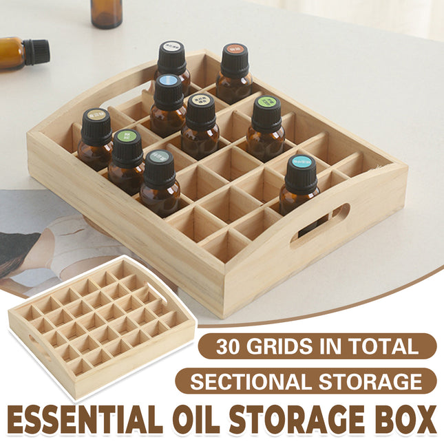 Essential Oil Tray 15ml Capacity 30 Grid Solid Wood Organize Display Storage
