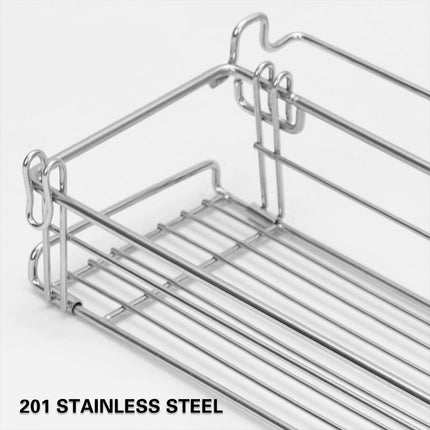 Folding Table Extension Rack Outdoor Camping Storage Shelf With Hanging Basket