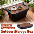 Outdoor Foldable Storage Box 30L with Wooden Lid Table Camping Picnic Car Boot