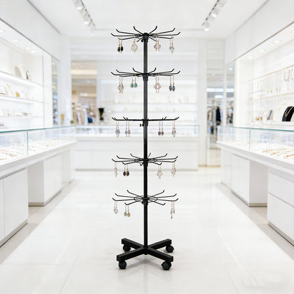 Rotating Jewellery Display Stand 5 6 Tier Metal Rack With Wheels Adjustable