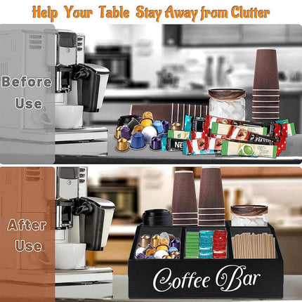 Wooden Coffee Capsule Storage Box Desktop Tea Bag Rack Organizer for Counter