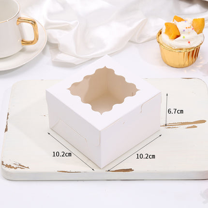 50PCS Cake Packaging Boxes Transparent Window Design 10.2x10.2x6.7cm Durable