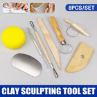 8 Pcs Pottery Sculpting Carving Tool Set with Grey and Yellow Bag