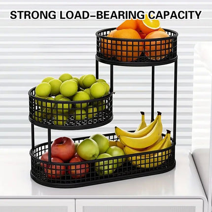 Fruit Basket 3 Tier Aesthetic Metal Stand for Kitchen Counter Dining Room Use