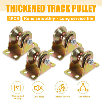 4PCS V-Type Track Wheel Guide Wheel with Bracket Pulley Sturdy Cold-rolled Steel