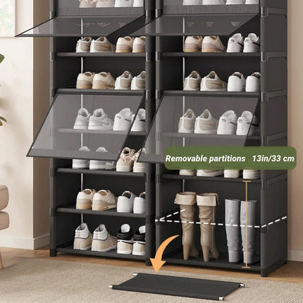 Simple Shoe Cabinet with Transparent Door 8 Tier for Entryway Hallway Durable