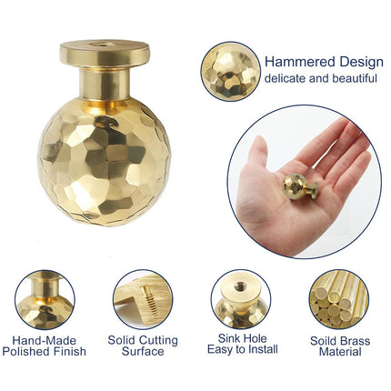 Gold Hammer Ball Handle Knob Closet Door Pull Drawer Handle Wardrobe Hardware