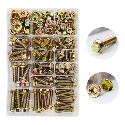 240pcs 8.8 Grade Carbon Steel Flange Hex Bolt Nut Kit M5 M6 M8 with Case