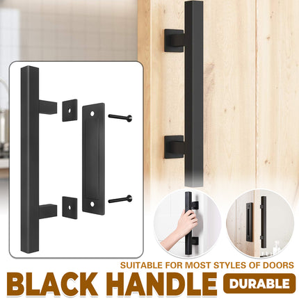 Black Carbon Steel Door Handle Easy to Install Durable Sturdy for Home Barn Door