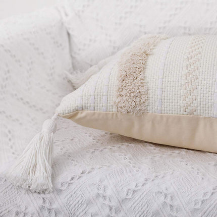 Bohemian Woven Pillow Cushion Waist Support Beige Decorative Sofa Throw Pillow