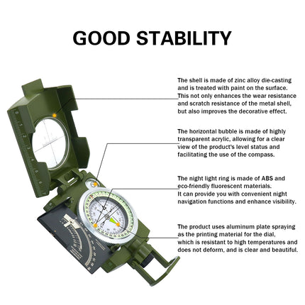 Outdoor High Precision Multi Function Compass Luminous for Hiking Camping Travel