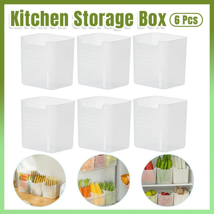 6pcs Fridge Organizer Storage Boxes Clear Plastic Refrigerator Sorting Bins