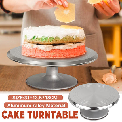 Cake Turntable Aluminum Alloy Revolving Stand for Cake Decorating Baking Use