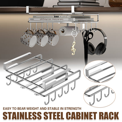 Cabinet Hanging Storage Rack Stainless Steel Silver Kitchen Organiser