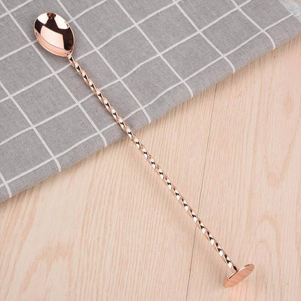 Stainless Steel Cocktail Bar Spoon Twisted Handle Mixing Stirring Muddler 27cm