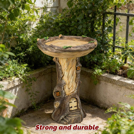 Outdoor Resin Bird Feeder Garden Ornament Tree Stump Bird Bath Decoration