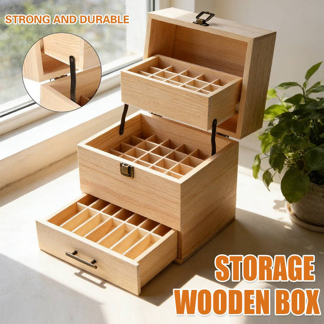 Three Tier Wooden Essential Oil Storage Box with Drawer