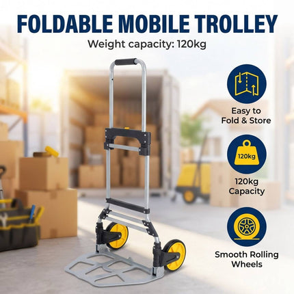 Folding Hand Truck Dolly 2 Wheel Aluminium Portable Cart Luggage Moving Trolley
