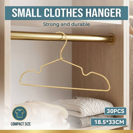 Gold Aluminum Small Clothes Hangers 30 Pack Compact