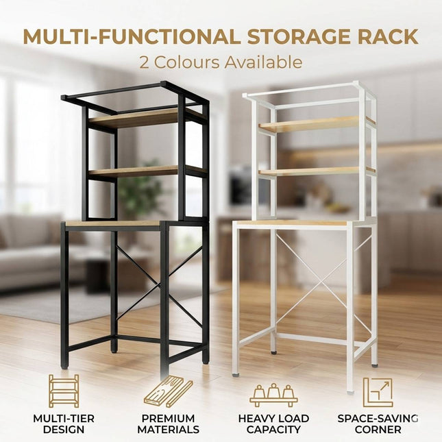 Over Washing Machine 3 Tier Storage Rack White or Black