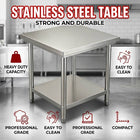 Stainless Steel Work Table 60x60x80cm 2 Tier