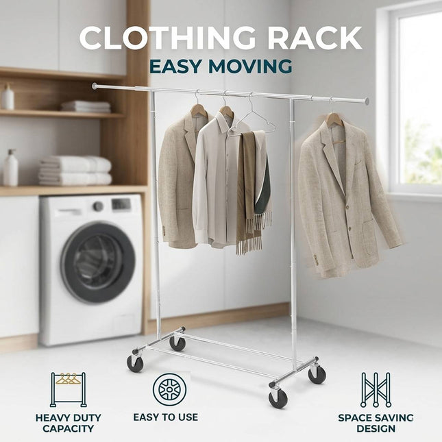 Rolling Chrome Clothes Drying Rack Extending Rail