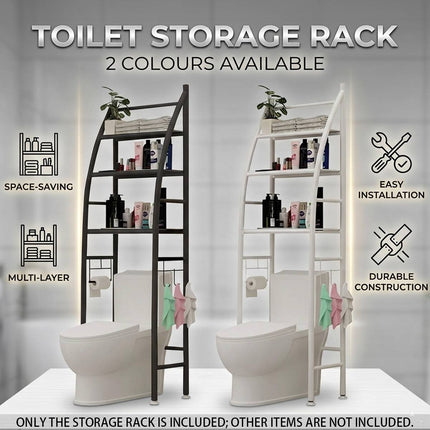 Over Toilet 4 Tier Bathroom Storage Rack White or Black