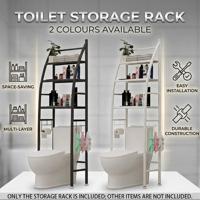 Over Toilet 4 Tier Bathroom Storage Rack White or Black