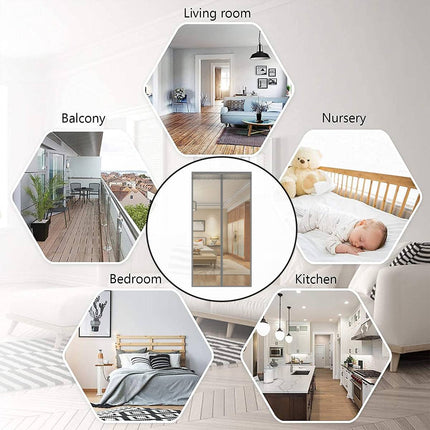 Magnetic Mosquito Mesh Door Curtain 2 Sizes Grey