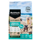 Black Hawk Sensitive Skin and Gut formula Healthy Benefits Adult Dog Food 2kg or 12kg