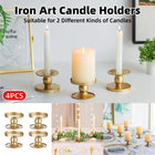 4PCS Gold Wrought Iron Candle Holder Tray Decorative Candle Cup Stand Home Decor
