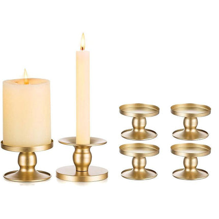 4PCS Gold Wrought Iron Candle Holder Tray Decorative Candle Cup Stand Home Decor