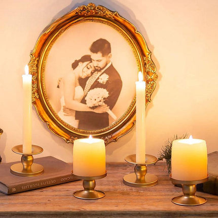 4PCS Gold Wrought Iron Candle Holder Tray Decorative Candle Cup Stand Home Decor