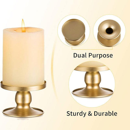 4PCS Gold Wrought Iron Candle Holder Tray Decorative Candle Cup Stand Home Decor