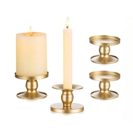 4PCS Gold Wrought Iron Candle Holder Tray Decorative Candle Cup Stand Home Decor