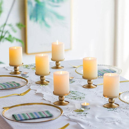 4PCS Gold Wrought Iron Candle Holder Tray Decorative Candle Cup Stand Home Decor