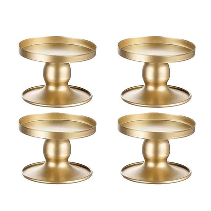 4PCS Gold Wrought Iron Candle Holder Tray Decorative Candle Cup Stand Home Decor
