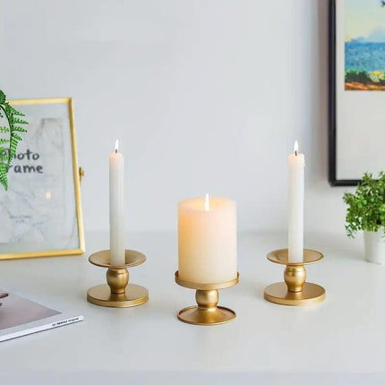 4PCS Gold Wrought Iron Candle Holder Tray Decorative Candle Cup Stand Home Decor
