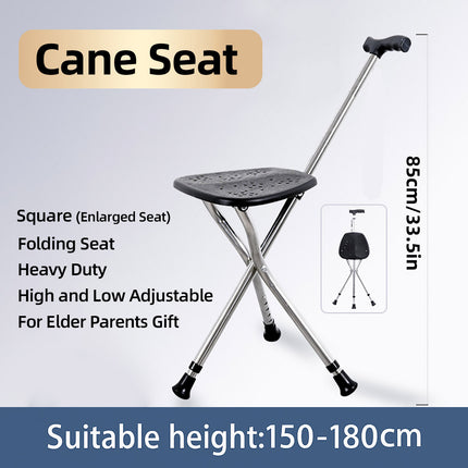 Foldable Seat Cane with Tripod Chair Portable Walking Stick Seat Outdoor Travel