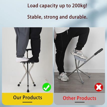 Foldable Seat Cane with Tripod Chair Portable Walking Stick Seat Outdoor Travel