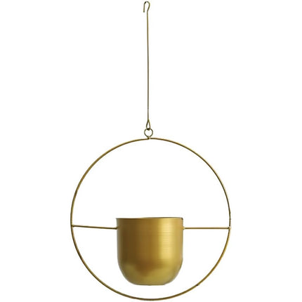 2pcs Gold Iron Hanging Planter Circle Oval Flower Pot for Indoor Outdoor Decor