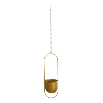 2pcs Gold Iron Hanging Planter Circle Oval Flower Pot for Indoor Outdoor Decor