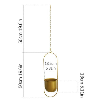 2pcs Gold Iron Hanging Planter Circle Oval Flower Pot for Indoor Outdoor Decor